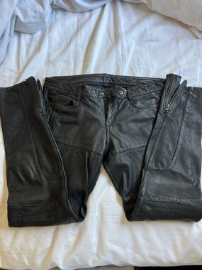 All Saints women’s Black lambskin Leather Motorcycle Pants
